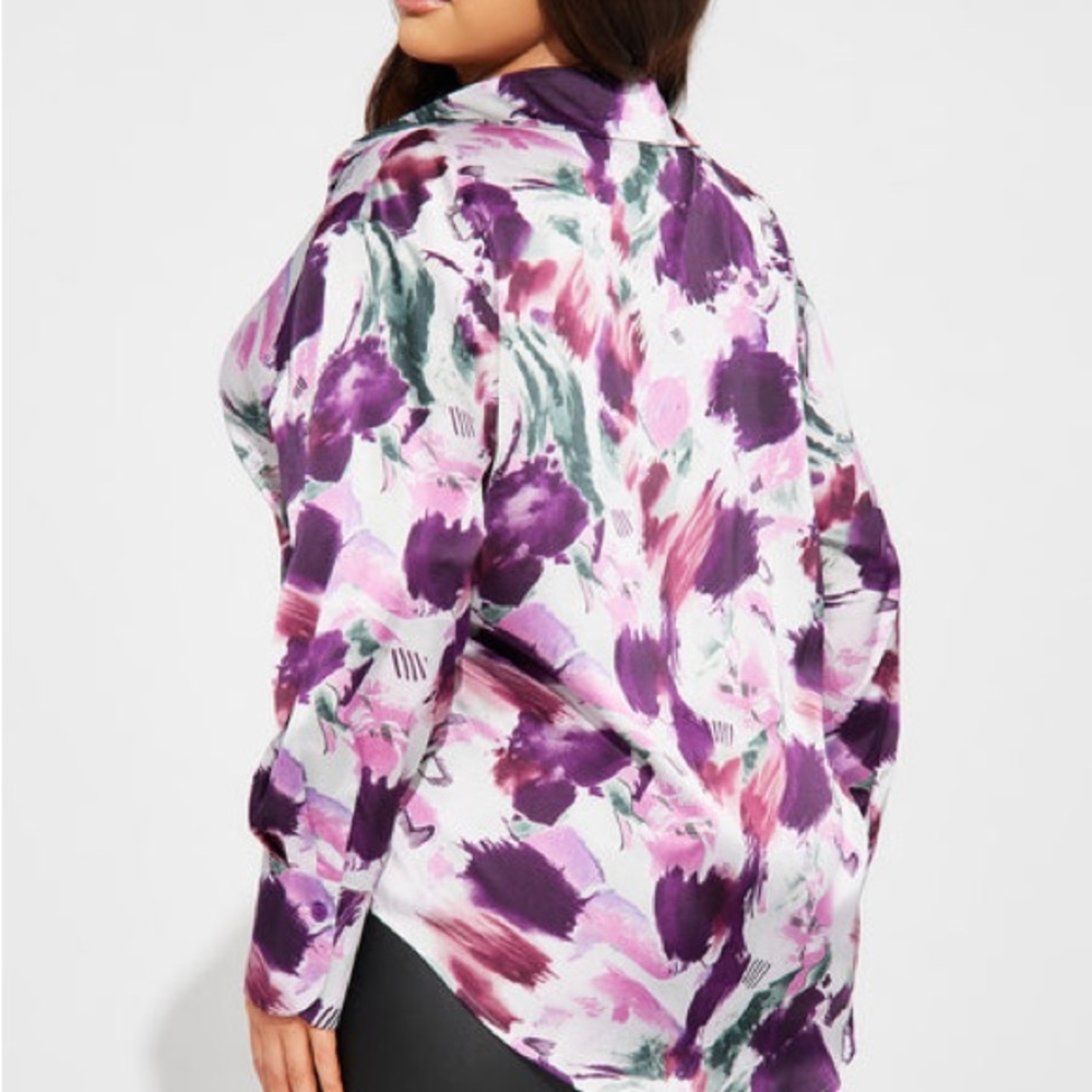 Women FashionNova Violet Satin Shirt - Purple Size 3XL